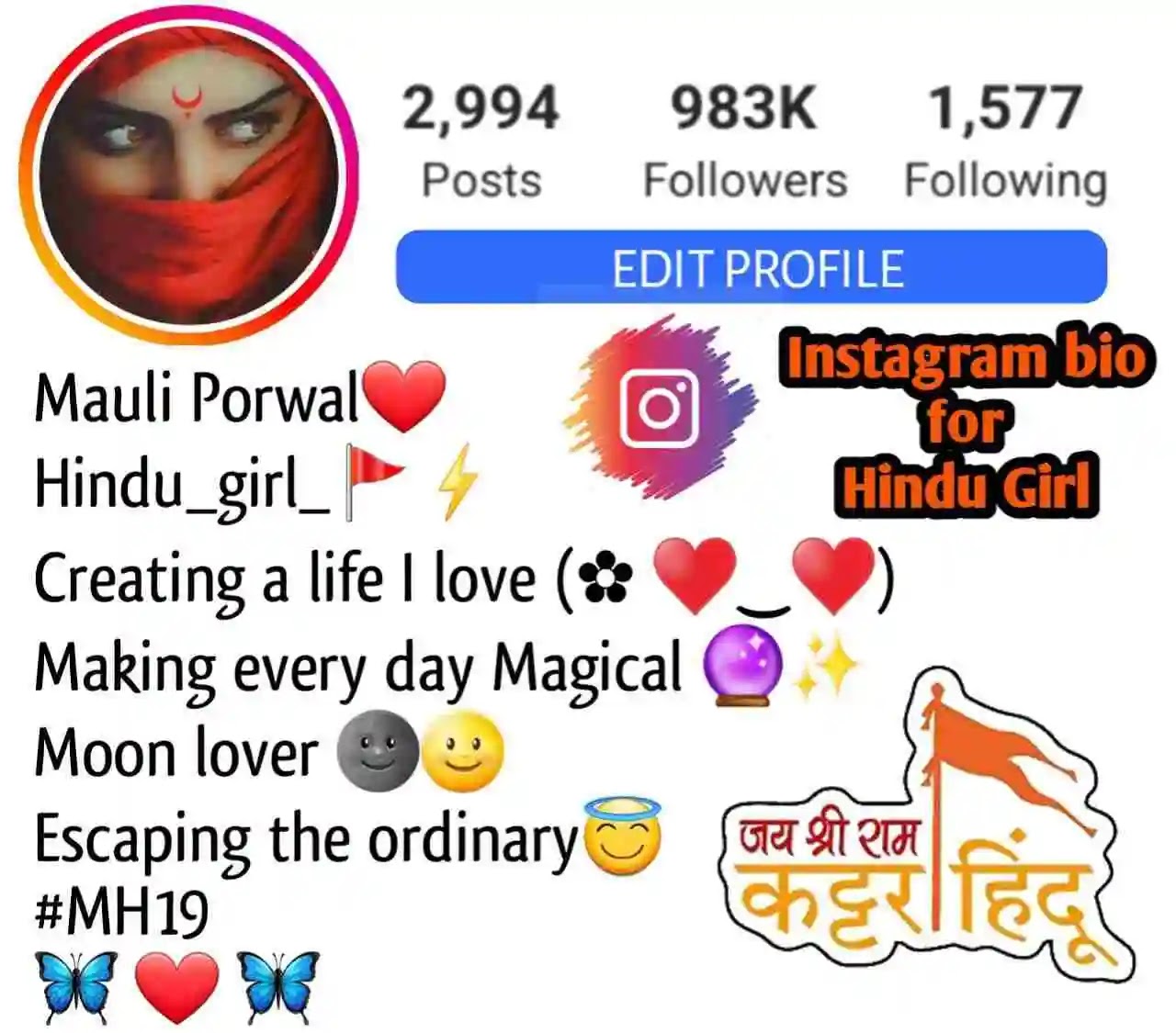 Instagram Bio for Hindu Girls (2023NEW) 🚩 Proud To Be Kattar Hindu